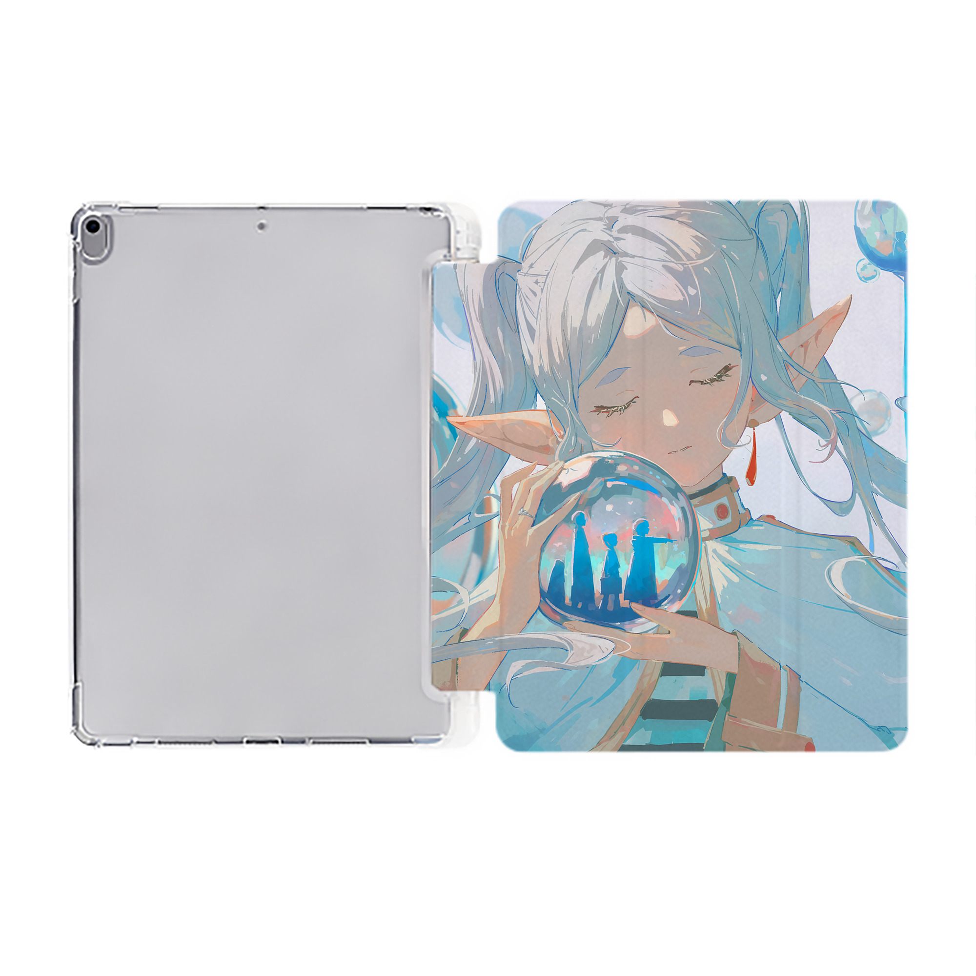 （画像用） 葬送のフリーレン Frieren IPad ケース ペン収納付き 三つ折りスタンド PUレザー×シリコン 対応機種9.5/10.5/10.9インチ
